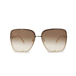 ALEXANDER MCQUEEN 63MM GILD SQUARE STUDDED SUNGLASSES